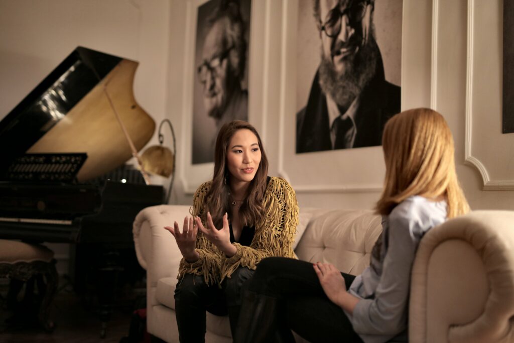An image of women talking, symbolizing motivational interviewing